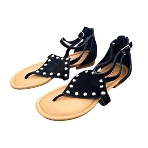Torrid Studded Black Suede Gladiator Sandals Wide Width